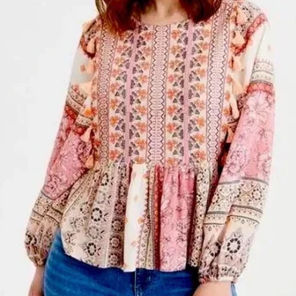 Bohemian Pink Patterned Women's Top